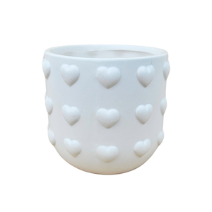 Maceta de Cerámica con Diseño de Corazones